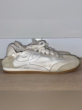 LOEWE Flow Runner Sneakers White Nylon Suede Low Top 35